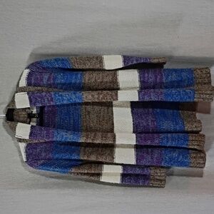 Mak B Marled Multi-Colored Long Open Front Cardigan 2 Pocket Long Sleeve Sweater